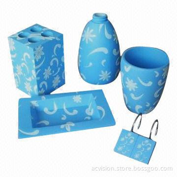 New Design Ceramic Bathroom Set, Suitable for Hotels, Decal Bathroom Accessories